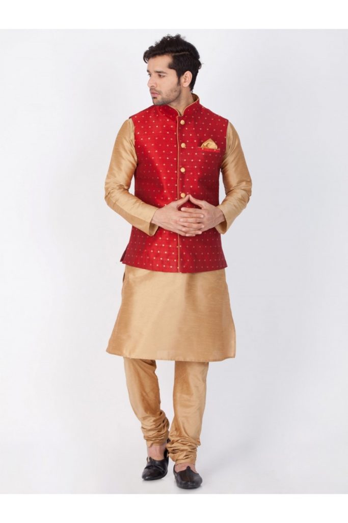 Gold Kurta Pyjama with Jacket Online UK - Shopkund