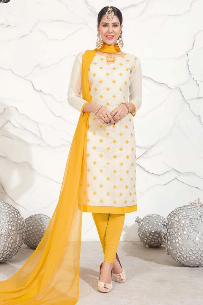 Yellow plus size Churidar Suits Online - Shopkund