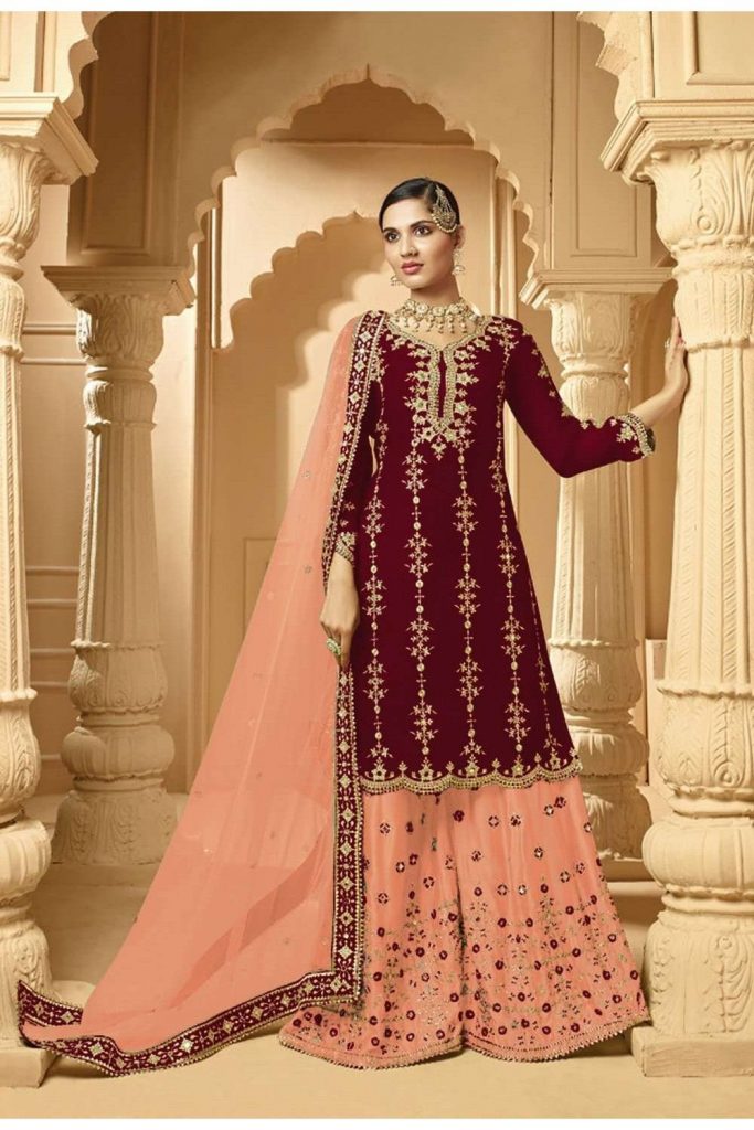 Maroon Sharara Suit Online - Shopkund