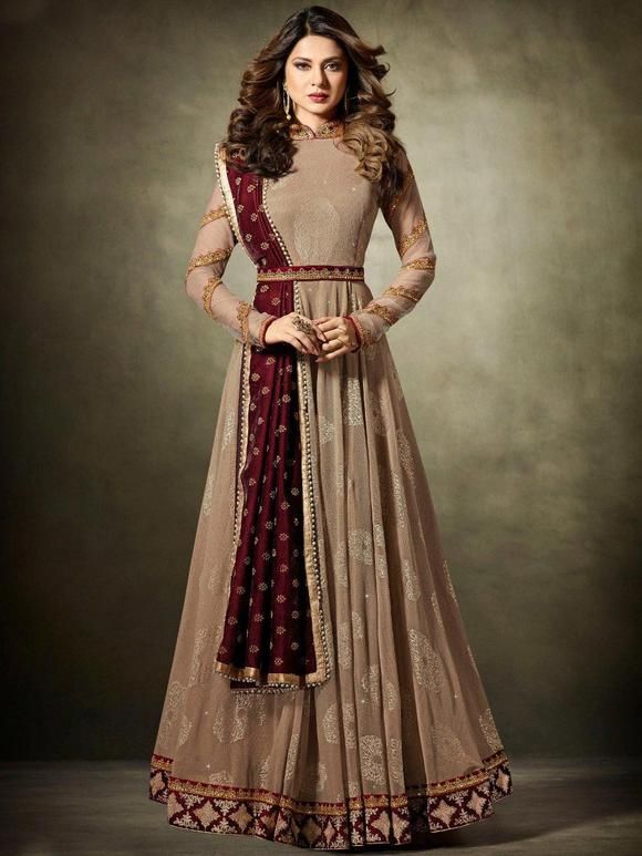 Bollywood-anarkali-suit-in-brown-shopkunduk