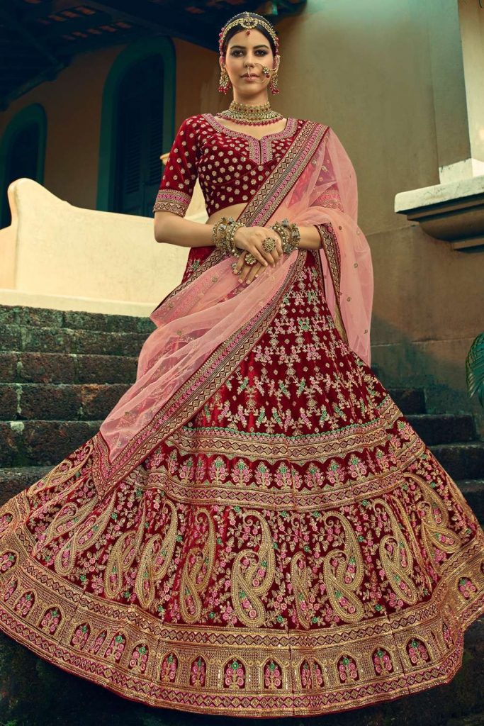 Velvet Bridal Lehenga Choli UK - Shopkund