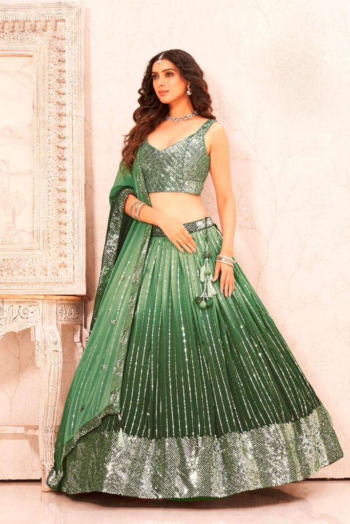 Pista Embroidered Georgette Lehenga Choli - Shopkund UK