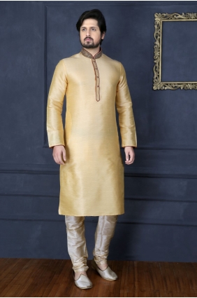 Stylish Gold Art Banarasi Silk Ethnic Wear Kurta Readymade Kurta Payjama KUR0207