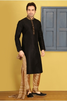 Fascinating Black Art Banarasi Silk Ethnic Wear Kurta Readymade Kurta Payjama KUR0220