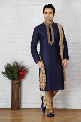 Impressive Blue Dupion Art Silk Ethnic Wear Kurta Readymade Kurta Payjama KUR0234