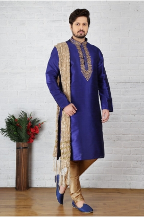 Dazzling Blue Dupion Art Silk Ethnic Wear Kurta Readymade Kurta Payjama KUR0242