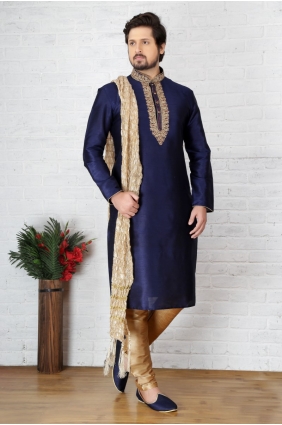 Fashionable Blue Dupion Art Silk Ethnic Wear Kurta Readymade Kurta Payjama KUR0244