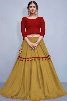 Golden Cotton and silk Lehenga Choli LCU0003