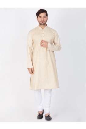 Beige Cotton Ethnic Wear Kurta Kurta Pajama KUR0445