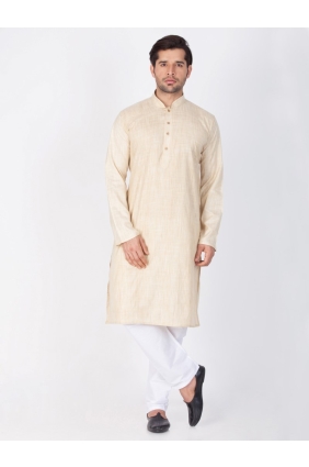 Beige Cotton Ethnic Wear Kurta Kurta Pajama KUR0446