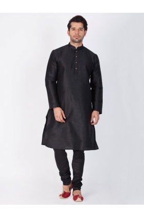 Black Cotton Silk Ethnic Wear Kurta Kurta Pajama KUR0447
