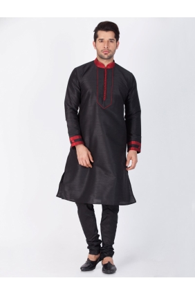 Black Cotton Silk Ethnic Wear Kurta Kurta Pajama KUR0449