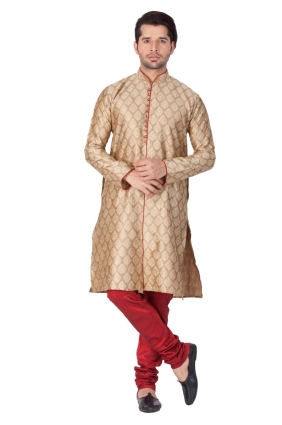Beige Cotton Silk Ethnic Wear Kurta Kurta Pajama KUR0506