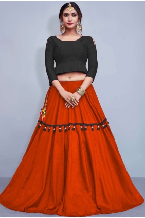 Orange Cotton and silk Lehenga Choli LCU0004
