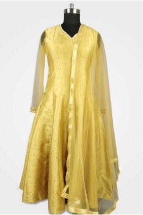 Golden Silk Anarkali Suit with dupatta UMAS0003