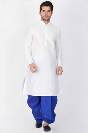 White Plain Dupion silk Men Kurta KURR136