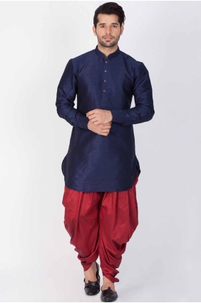 Blue Men Kurta with Plain Dupion silk KURR141