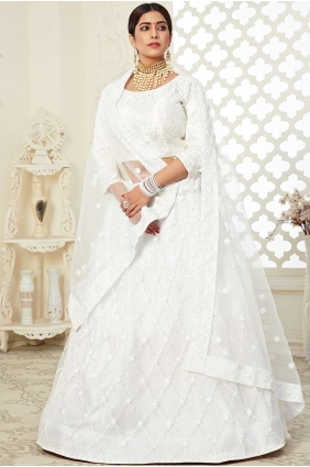 White Net and art silk Wedding Lehenga Choli LC3287