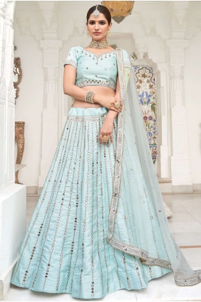 Ice blue Silk Wedding Lehenga Choli LC3304
