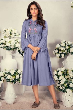 Latest Ethnic Grey Rayon Kurti kti0525