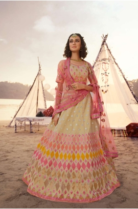 Impressive Beige Silk Party Wear Lehenga Choli lc3345