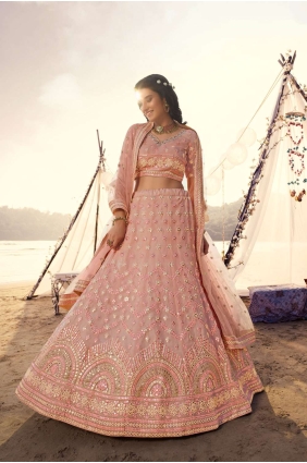 Impressive Light Pink Silk Party Wear Lehenga Choli lc3346