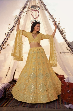 Mustard yellow Silk Party Wear Lehenga Choli LC3351
