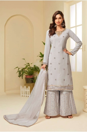 Grey Georgette Palazzo Pant Eid Palazzo Suit with Georgette PZ1660