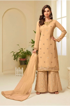Georgette Eid Palazzo Suit in Musterd Yellow Georgette PZ1661