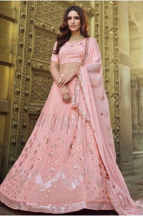 Georgette Thread Pink Lehenga Choli with Dupatta LC3926