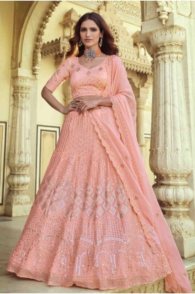 Georgette Pink Lehenga Choli in Thread LC3929