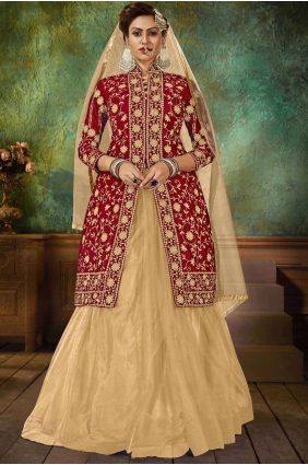 Maroon Velvet Lehenga Suit LS0185