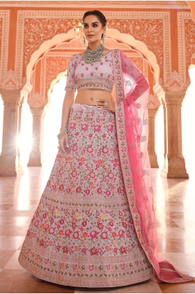 Wedding Lehenga Choli in pink Crepe with Embroidered LC4600