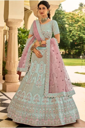 Green Crepe Embroidered Wedding Lehenga Choli with Dupatta LC4685