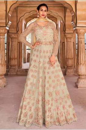 Net Eid Anarkali Suit with Embroidered AS3048