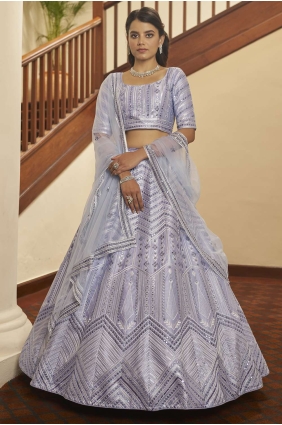 Silk Embroidered Lavender Wedding Lehenga Choli with Dupatta LC4916