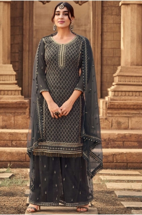 Georgette Eid Palazzo Suit with Embroidered PZ2753