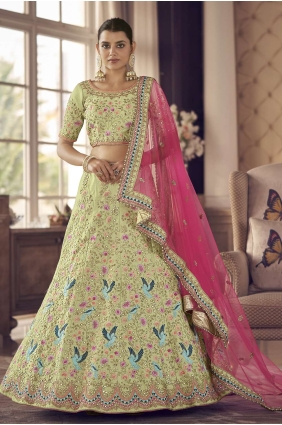 Art silk Pista Party Lehenga Choli in Embroidered LC5412