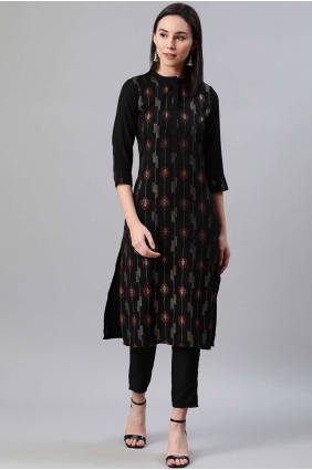 Black Rayon Kurti KTI1090