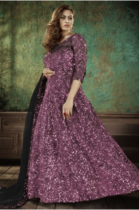 Purple Net Gown Dress GW0292