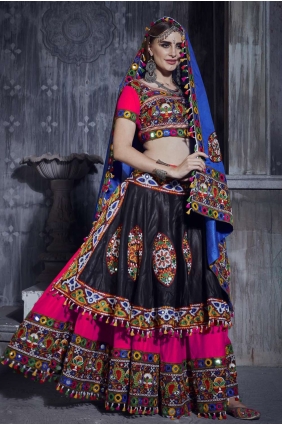 Pink Navratri Chaniya Choli with Embroidered Art silk LC5724