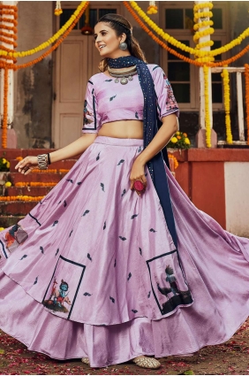 Silk Printed Pink Navratri Lehenga Choli with Dupatta LC5744