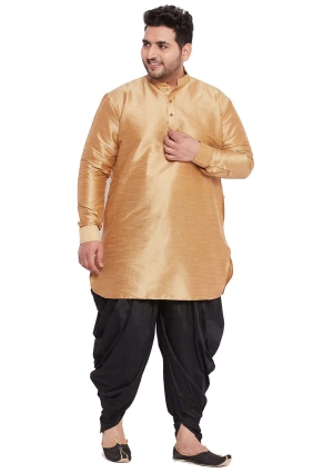 Banglori silk Golden Diwali Men Dhoti Kurta in Plain KURU0084