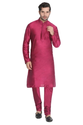 Banglori silk Men Kurta with Plain in Wine KURU0097