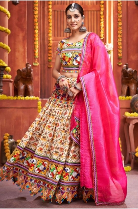 Navratri Lehenga Choli in Cream Silk with Printed LC5787