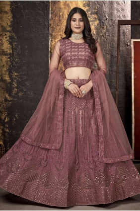 Embroidered Net Brown Lehenga Choli with Dupatta LC5923