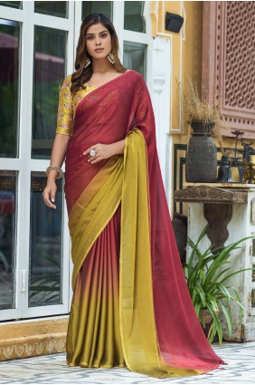 Maroon Chiffon Saree with Plain SR23299