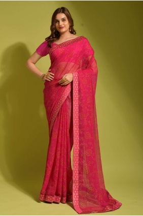 Chiffon Pink Party Wear Saree in Printed SR23439