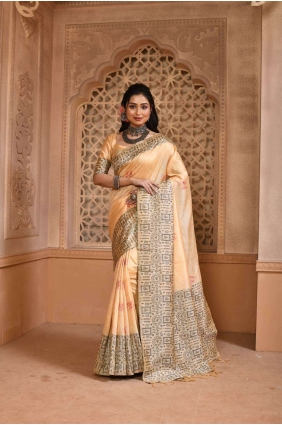 Chiku Weaving Saree in Raw silk SR24277