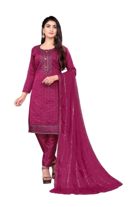Burgundy Embroidered Cotton Salwar Kameez SK153329